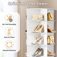 thumbnail image 6 of Ktaxon 7-Tier Rotating Shoe Rack Tower,  Free Standing 360° Revolving  Organizer, 28 Pairs of Shoes/ Bag, White, 6 of 17