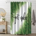 thumbnail image 2 of Green Shower Curtain, Abstract Green and Gold Leaves Shower Curtain Set for Bathroom Waterproof Polyester Fabric Get Naked Art Bathroom Curtain with Hooks, 72x72 Inch, 2 of 6