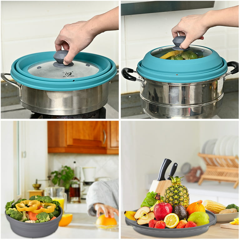 Microwave Splatter Silicone Cover Collapsible Steamer, Vented