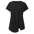 thumbnail image 7 of OSOLU Women Casual Loose Solid Color Crew Neck Mesh Knitted Jacquard Bat T-Shirt Short Sleeve Tee Tops Classic Women Tops Dressy Casual, 7 of 7