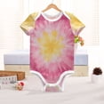 thumbnail image 6 of Pink Yellow Circle Tie Dye Pure Cotton Bodysuit Short Sleeve Pajamas One-Piece Romper Unisex 2T, 6 of 6