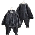 thumbnail image 1 of LYMAYTER 1-12Y Toddler Boys Leather Jacket Fashion Zipper Leather Jacket for Kids Spring Autumn Solid Color Leather Jacket, 1 of 8