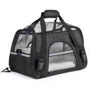 Airline Approved/Travel Transport Pet Carrier/ 1 Soft Fleece Pads/Washable/ 2018 Newly Designed/Pet Purse/Travel Tote/Kennel Cab/Foldable/Portable Pet Crate/Safety/ Shoulder Suitcase Straps