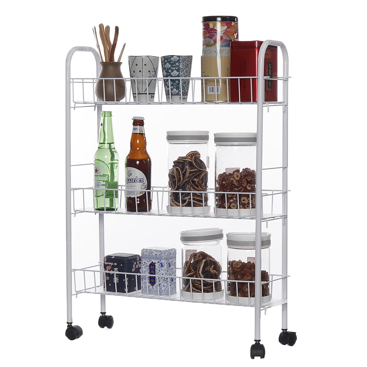 Slim Slide Out Storage Tower Pantry Portable Rolling Laundry Bathroom Kitchen AF