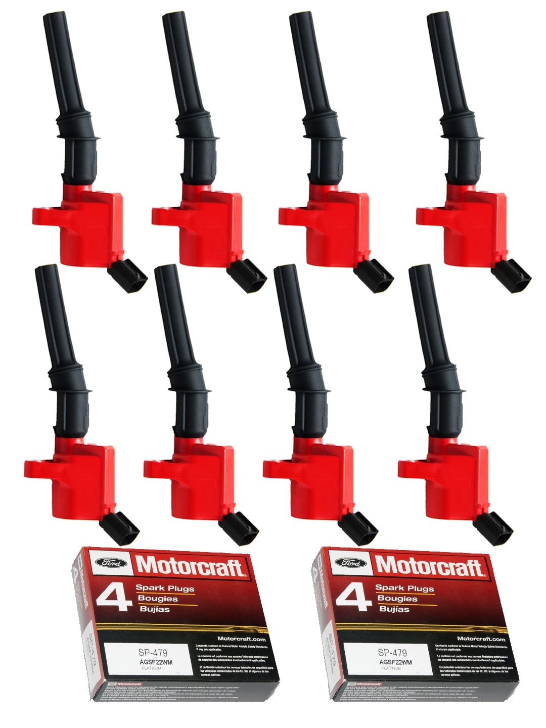 8 MOTORCRAFT SPARK PLUG SP479 16PC KIT 8 HEAVY DUTY IGNITION COIL