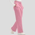 thumbnail image 3 of WTOBBY Women's Thin Wide Leg Pants with High Waist, Casual Work Pants with Flowy Design and Back Pockets, Comfortable Trousers for Women, Ideal for Office and Casual Wear,Pink 3XL, 3 of 7