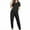 Black, variant on Chbgutlmr Lounge Sets for Women 2 Piece Round Neck Short Sleeve Shirts Jogger Pants Sleepwear Summer Outfits