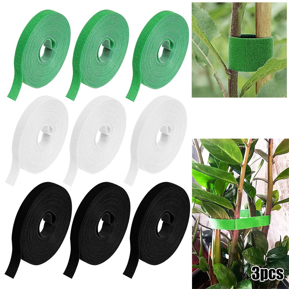 3x Roll Tie Tape Plant Ties Hook & Loop Garden Support Bamboo  Cane,Wrap,support