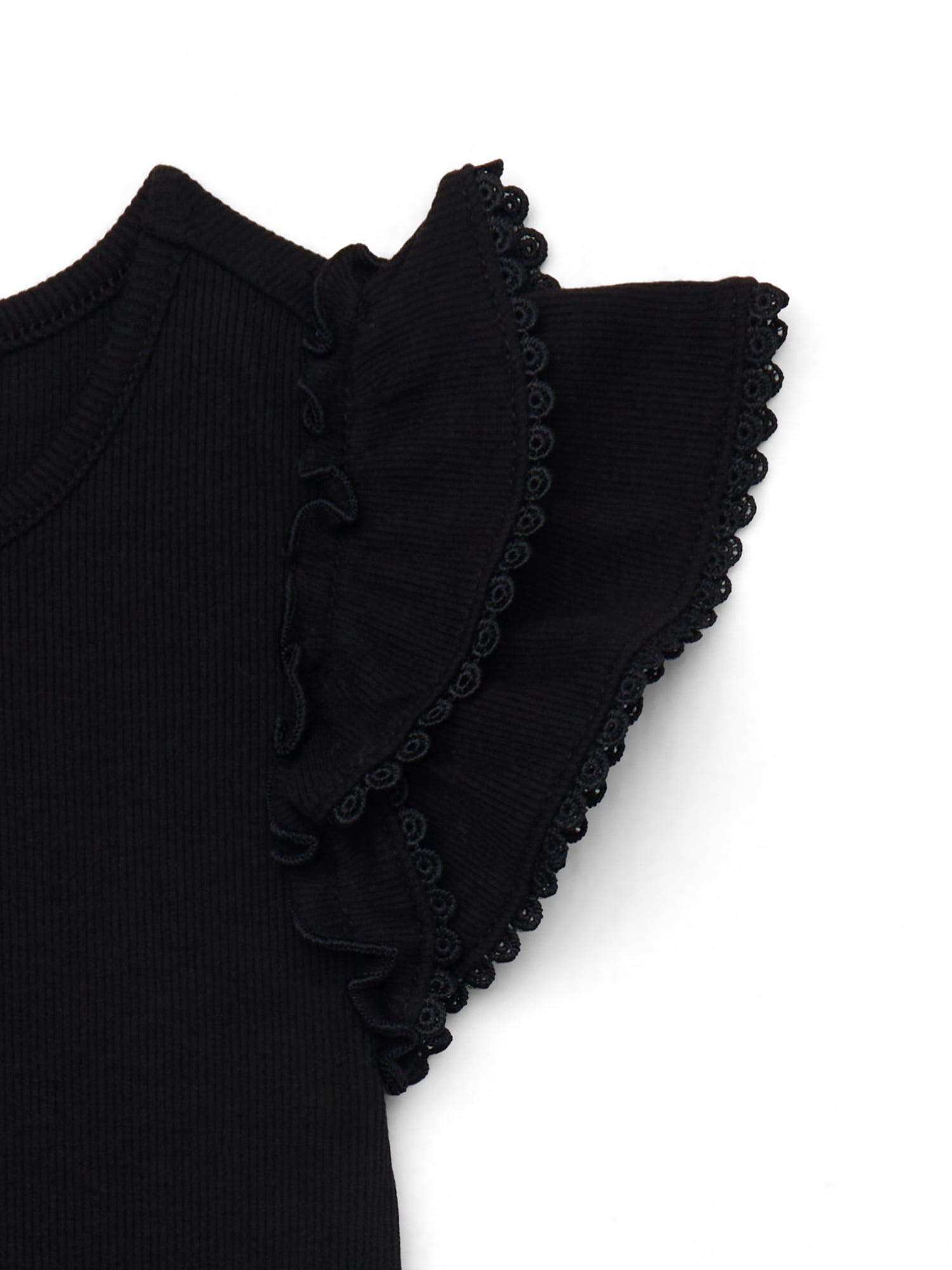 Wonder Nation Girls Short Sleeve Knit Ruffle Top, Sizes 4-18 & Plus