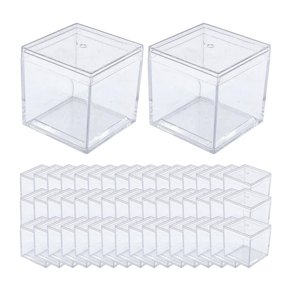 Contenedor de vitrina acrílica de 50 Uds., vitrina de 3,3x3,3x3,3 cm, tienda transparente, Mini caja de dulces multiusos, cubo para modelo fundido a