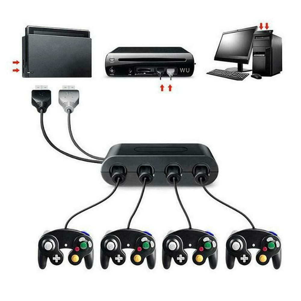 ??4 Port GameCube Controller Adapter_Nintendo Switch,Wii U & PC USB