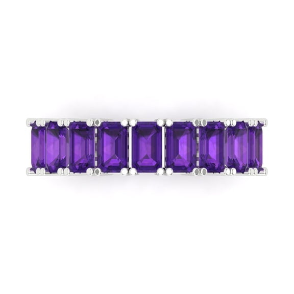 2.61 ctw Wedding Band for Women - 18K White Gold Natural Amethyst Stackable Eternity Ring