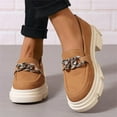 thumbnail image 5 of SACFOF Womens Slip On Penny Loafers Platform Chunky Loafer Lug Sole Suede Work Business Casual Dress Uniform Oxfords with Metal Chain, 5 of 6