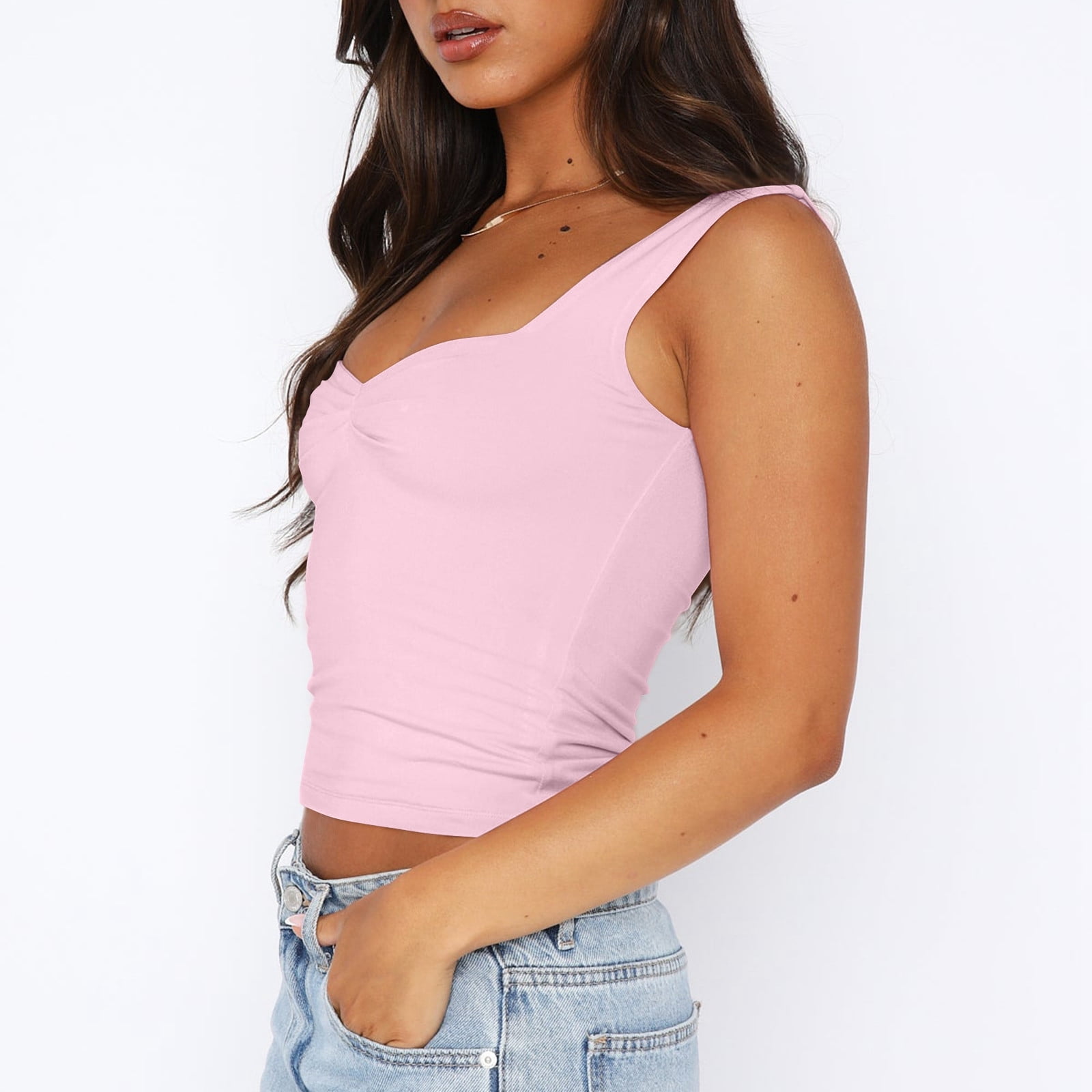 トップス eaphi square cup camisole Cyinyin 2024 New Tube Teen Girls Pink Open Back Camisole