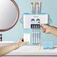 thumbnail image 4 of Toothbrush Holder for Bathroom,Multifunctional Electric Kids Toothbrush Holder with Automatic Toothpaste Dispenser and Cups Toothbrush and Toothpaste Holder Space Saving Bathroom Organizer (Blue), 4 of 6