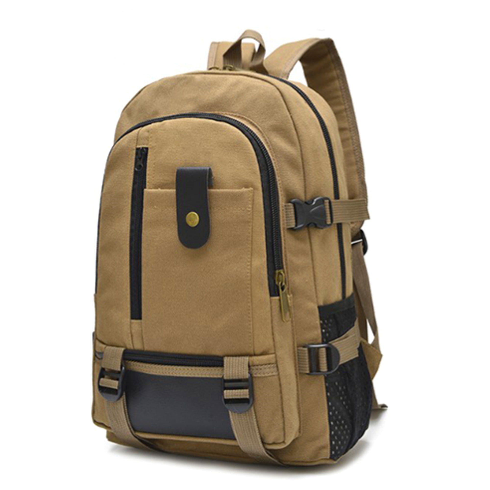 Travel Hiking Laptop Backpack Mens Vintage Canvas Backpack School Laptop Bag Hiking Travel Rucksack Brown Color : Khaki