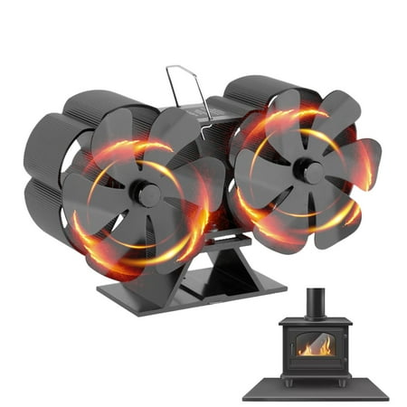 

Thermal Power Fireplace Fan Twin Desktop Double Head 12 Leaves