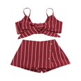 thumbnail image 1 of Toddler Girls Striped Sleeveless Bowknot Crop Top and Button-up Short Pants, 1 of 6