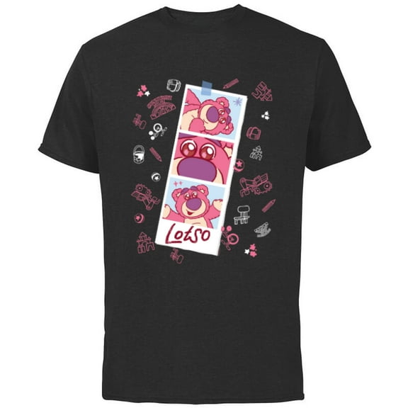 Disney and Pixar’s Toy Story Lotso Fluffy Cute Photo Strip - Short Sleeve Cotton T-Shirt for Adults - Customized-Black