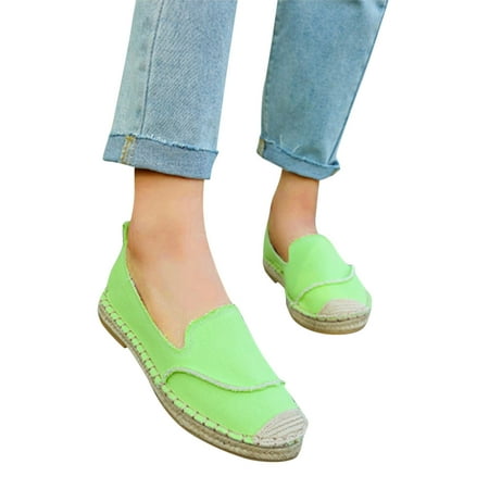 

f21 Women s Fashion Shallow Mouth Flat Solid Color Retro Canvas Casual Shoes Platform Loafers for Women Size 8 Green Wide