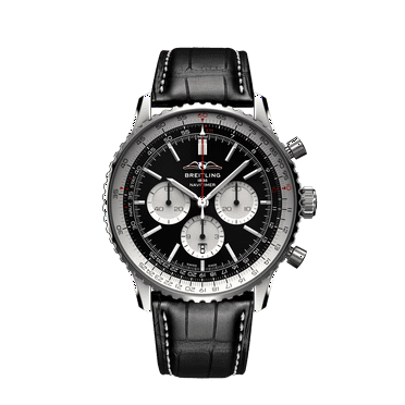 Breitling Navitimer B01 Chronograph 46 Black Dial Leather Strap Men's Watch AB0137211B1P1