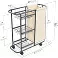 thumbnail image 2 of Narrow Laundry Cart with Wheels,3 Baskets and 45L Laundry Bag Metal Rolling Cart for Small Space,Laundry Room Organization and Storage for Bathroom Living Room Apartment Dorm, 2 of 7