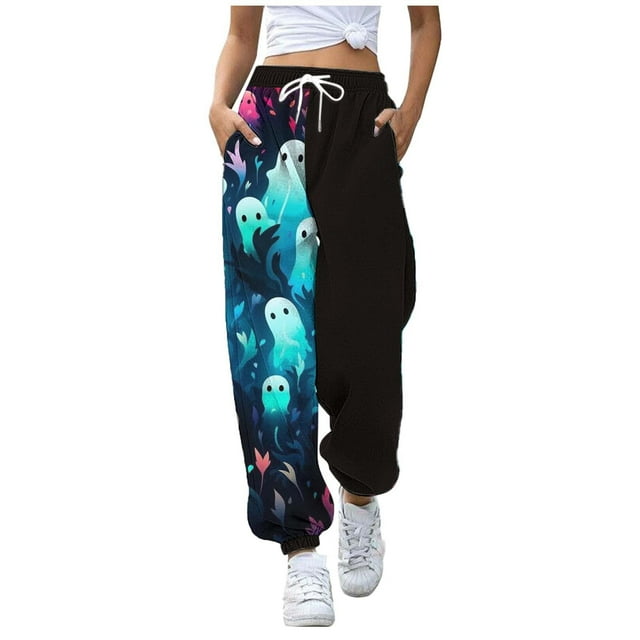 LUOGENLI Pantalon Décontracté pour Femme Nouveau Pantalon Décontracté Imprimé pour Femmes Pantalon Décontracté pour Femmes Extensible Pantalon Décontracté pour Femme Grande Taille Noir TG