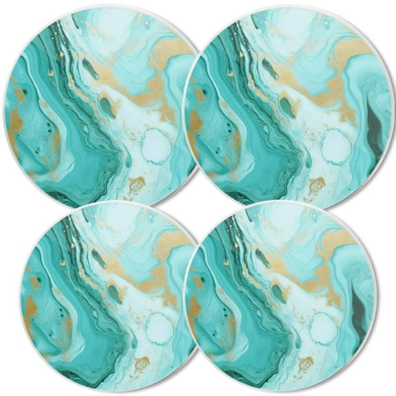 Gas Stove Burner Cover,White Electric Stove Top Protector,Easy to Clean,Abstract Fluid Art In Teal And Gold