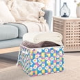 thumbnail image 3 of Yayeee Collapsible Cube Storage Bin with Lid Fabric Closet Decorative Basket with Handles, Blue Checkered Daisy, 3 of 7