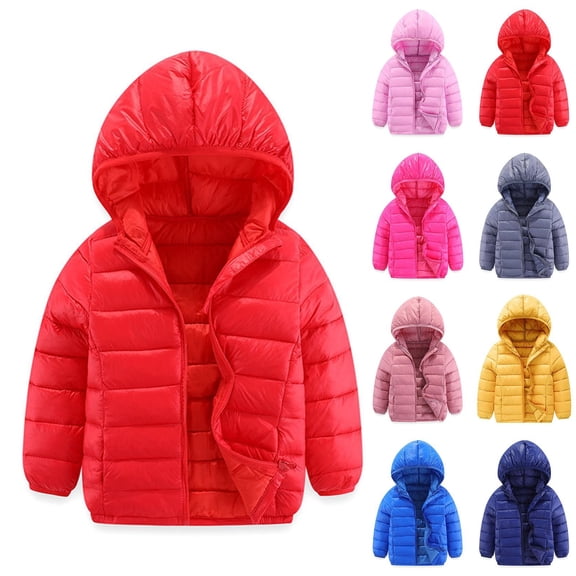 Blekii Kids Lightweight Hooded Puffer Coat, Kids Lightweight Hooded Puffer Coat, down Like Padding Winter Jacket for Boys Girls 4-14 Years, Windproof Outerwear down Like Winter Jacket Winter