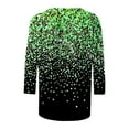 thumbnail image 4 of Sakmal 3/4 Sleeve Ladies Tops Plus Size Green Sequin Print Crew Neck T-Shirts Womens Shirts Under $5, 4 of 5