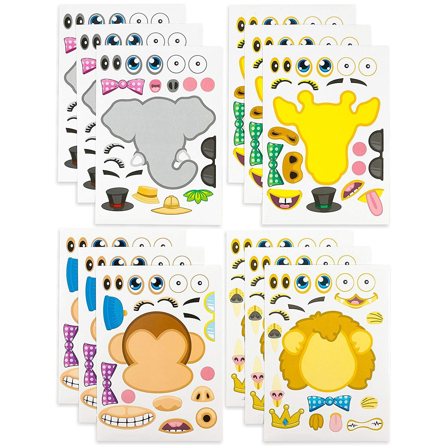 12 Circus Themed  Sticker Sheets for Kids CraftsChildrens Craft Stickers 