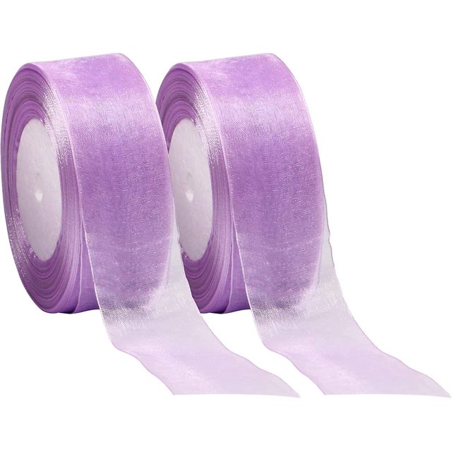 Cinta de organza de lavanda de 1,6 pulgadas para envolver regalos, cinta de gasa transparente artesanal de 100 yardas para bodas, envoltorios de regalos, decoración navideña, fabricación de lazos