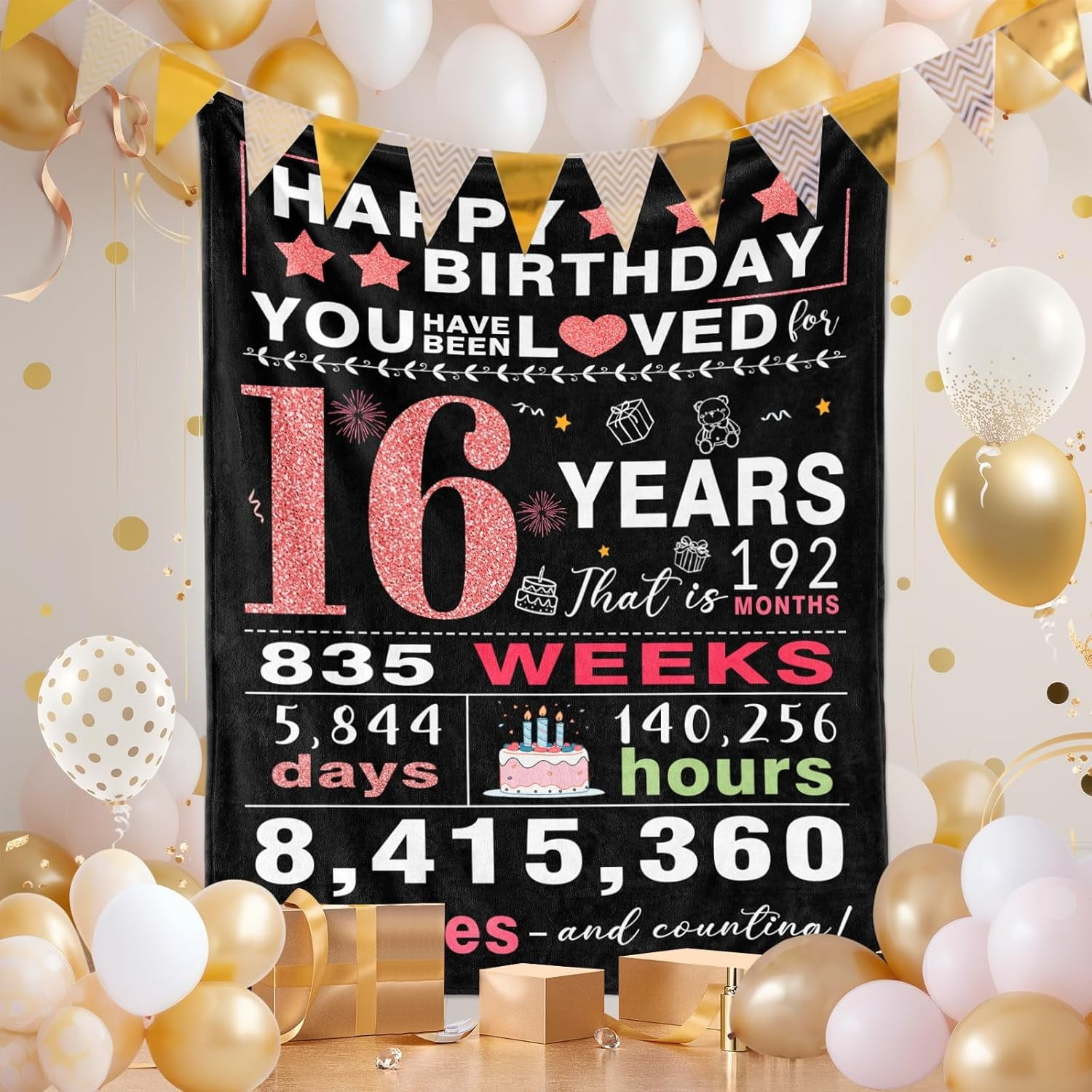 Sweet 16 Gifts for Girls, 16th Birthday Gifts for Girls, 16 Year Old Girls Birthday Gift Ideas, Gifts for 16 Year Old Girls, Teenager Girl Gift Ideas, 16 Birthday Decorations for Girls Blanket 50x60