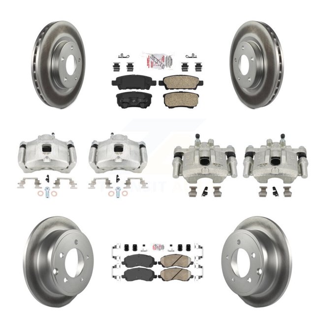 Transit Auto Front Rear Disc Brake Caliper Coated Rotors and Ceramic Pads Kit (10Pc) for Car Jeep Patriot Compass Chrysler Dodge Sebring Avenger Caliber 200 KCG-101481N
