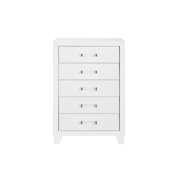 Global Furniture USA Luccia 5-Drawer White Wood Chest