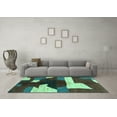thumbnail image 3 of Ahgly Company Machine Washable Indoor Rectangle Abstract Turquoise Blue Modern Area Rugs, 5' x 7', 3 of 4
