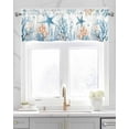 thumbnail image 2 of Blue Starfish Coastal Kitchen Valances for Windows Farmhouse Linen Window Valance Curtain for Living Room Window Treatment Summer Ocean Coral Jellyfish Valance Rod Pocket Topper Drape, 42 x 18 Inch, 2 of 6