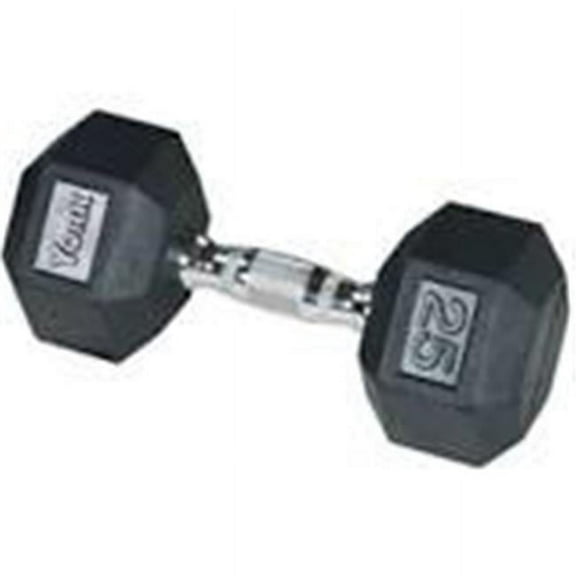 York Barbell  Rubber Hex Dumbbell with Chrome Ergo Handle - 17.5 lbs