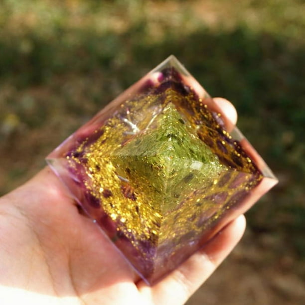 Tree of Life Amethyst Orgone Pyramid Natural Purple Energy Stone Ornament Dreamy Resin Home Desktop Decor for Shelf - Image 4