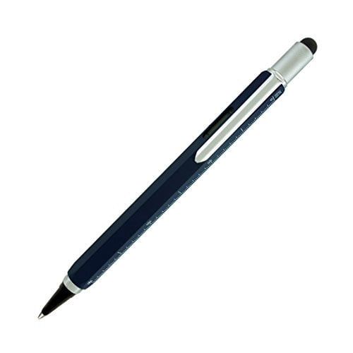 Monteverde USA One Touch Tool Pen - 9-in-1 Inkball Pen With Stylus, Screwdrivers, Level, Dark Blue