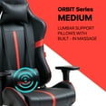 thumbnail image 4 of Hdcanada Orbit Series Racing Style Gaming Chair, Reclining Ergonomic Leather Chair with Footrest & Massage Lumbar Support - Red, 4 of 8