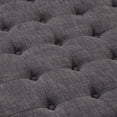 thumbnail image 4 of CQSXDA Large Round Upholstered Tufted Linen Wood Shelf Storage Coffee Table, For Living Room, Dark Gray, 4 of 7
