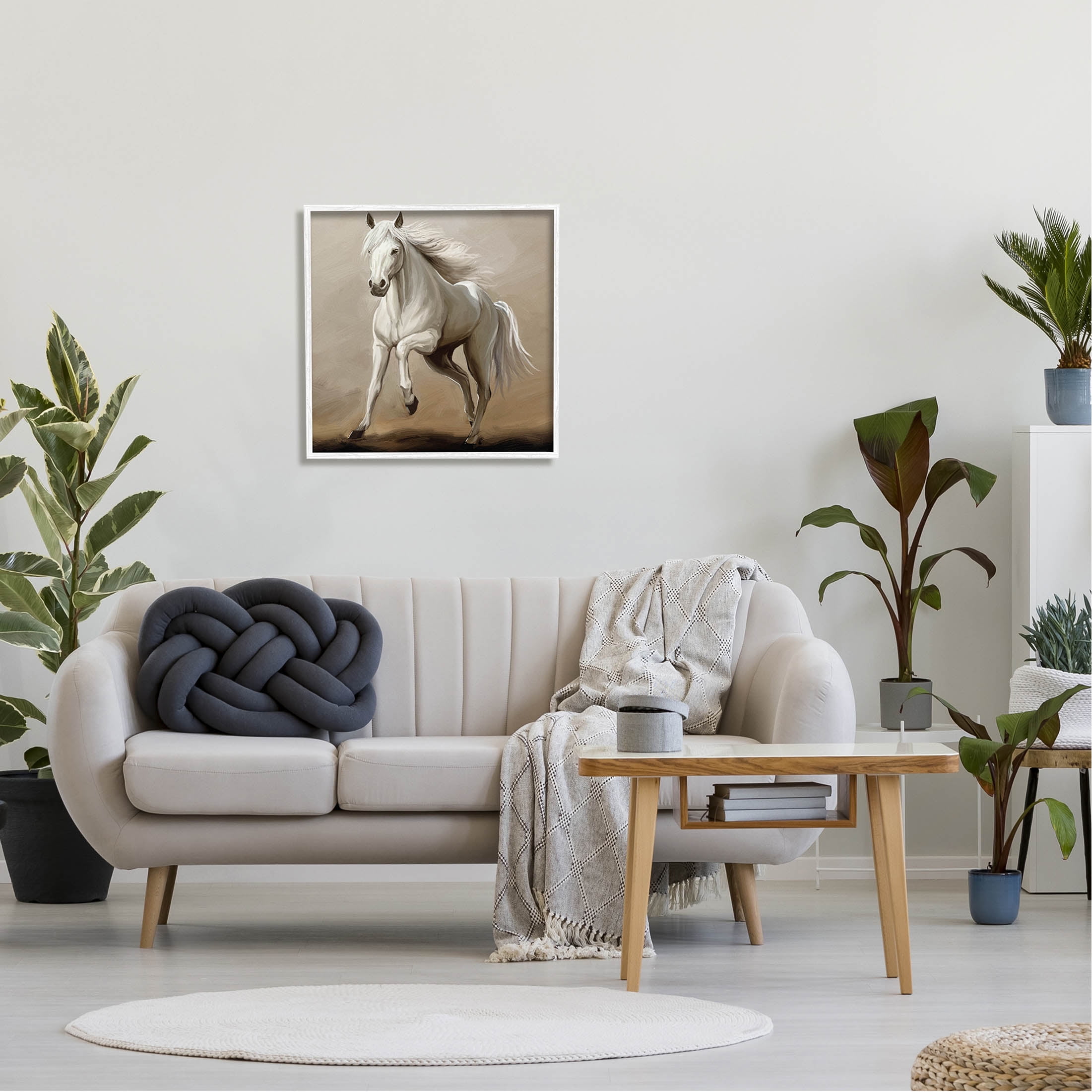 Stupell Industries Galloping Horse White Stallion Painting White Framed Art Print Wall Art, Design by Ziwei Li
