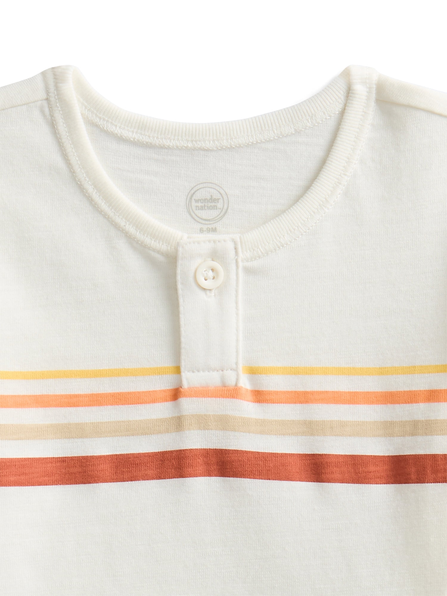 Wonder Nation Baby Boys Henley Tee with Short Sleeves, Sizes 0M-24M