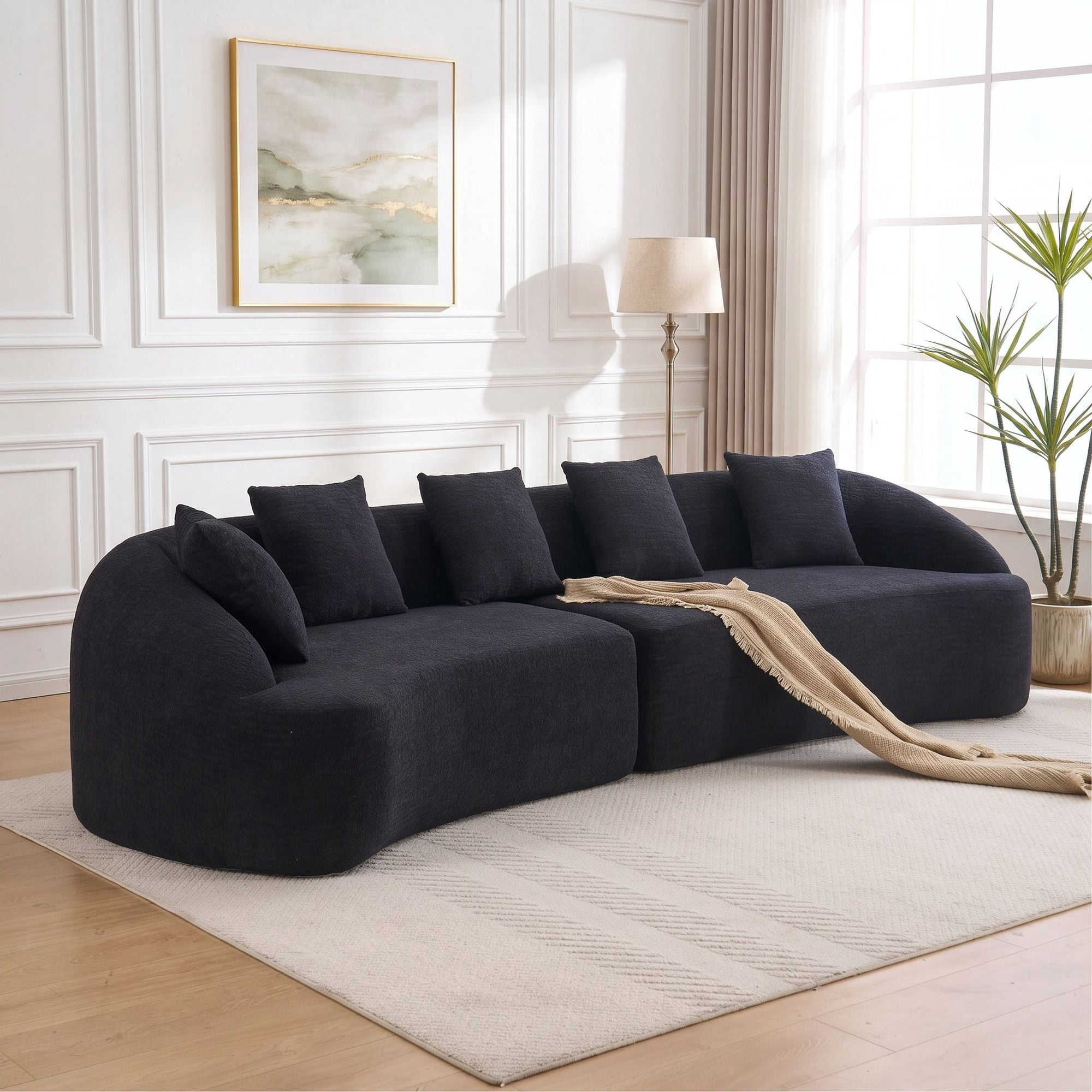 Sailvan 110" Curved Modular Sectional Sofa, High-Density Chenille Sleeper Couch for Living Room