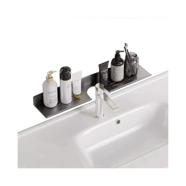 Estante for lavabo de baño sobre el grifo, organizador de aluminio en forma de U sin taladrar.