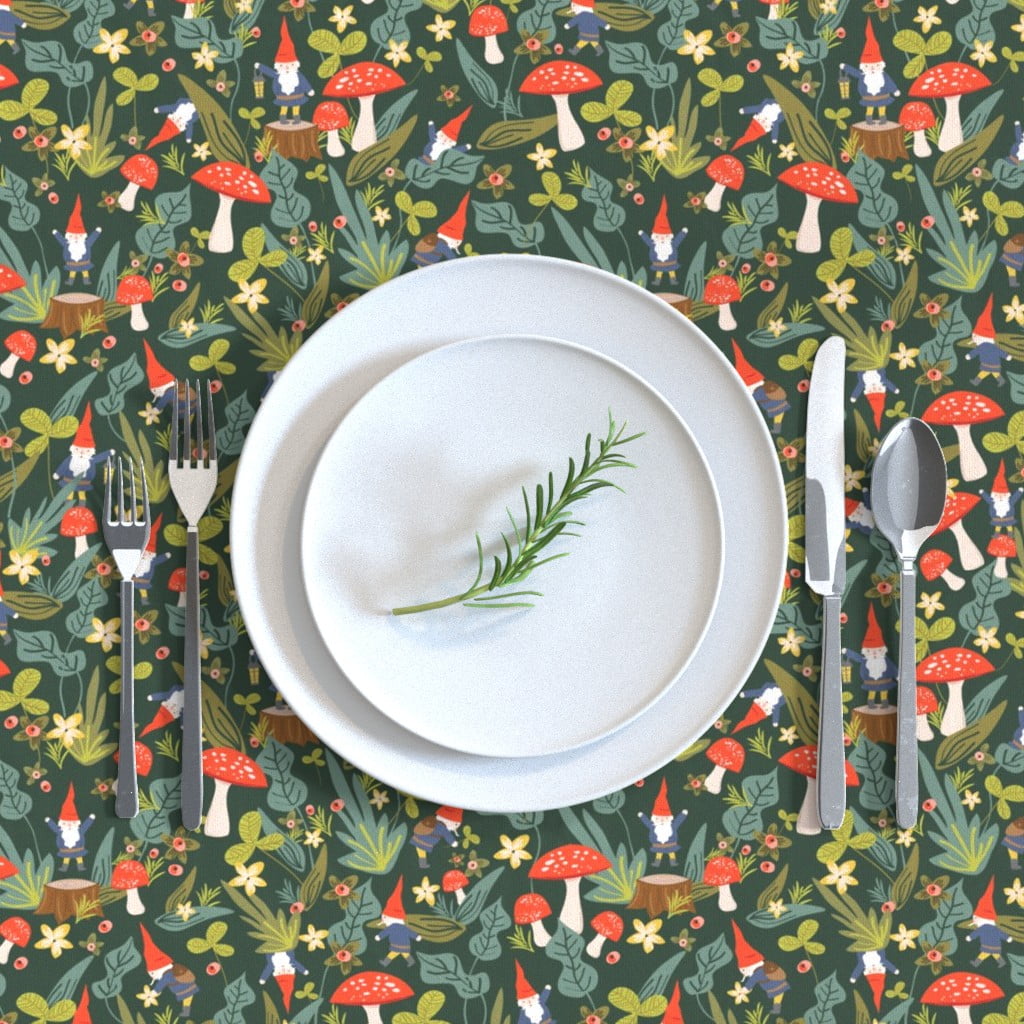 Rectangular Table Cover for Dining Room Kitchen Decor Elf Gardening Outside of His Magic House in Forest Dreamland Print 60 X 90 Green Pale Blue Baby Pink Ambesonne Gnome Tablecloth