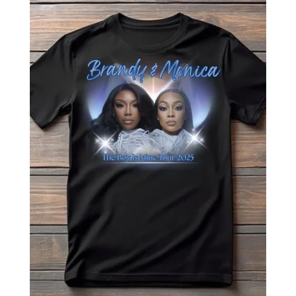 Brandy & Monica - the Boy is Mine Tour 2025 Design Unisex T-shirt ,Black Color,Size XL