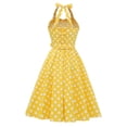 thumbnail image 3 of Sngxgn Summer Dresses for Women V Neck Cap Sleeve Ruffle Hem Smock Short Dress(Yellow,S), 3 of 3